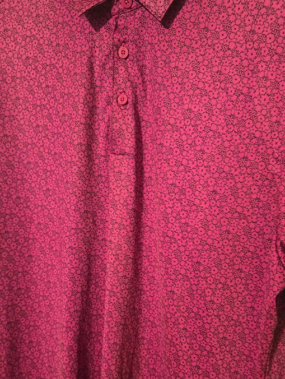 Adidas‎ Allover FLoral Mens Fuchsia Medium Golf Polo Shirt